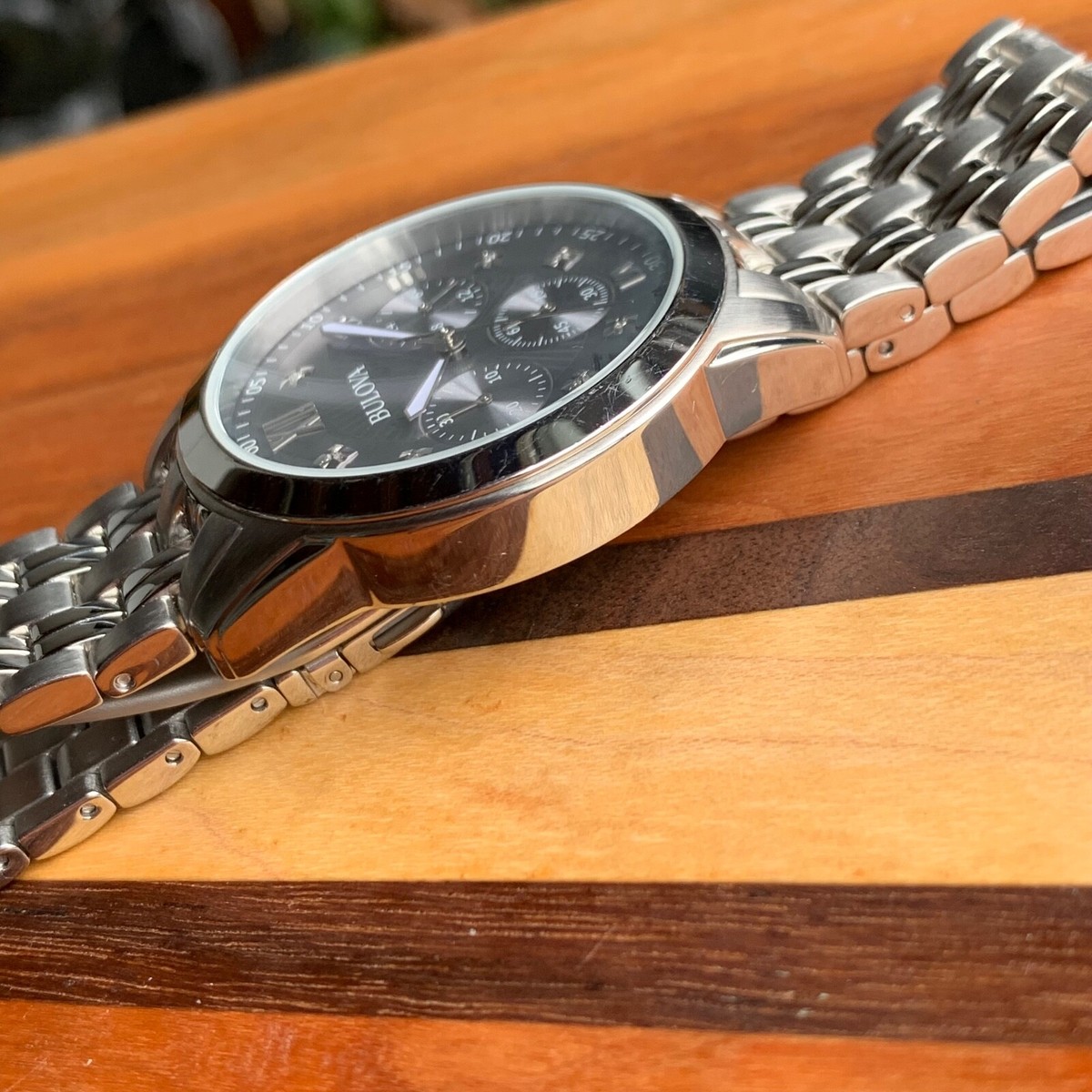 Bulova Chronograph Grey Dial Factory Sample Wristwatch No