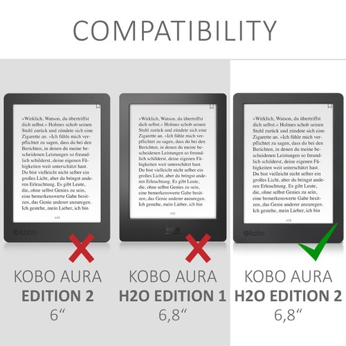 Schlanke PU Leder Hülle Cover für Kobo Aura H2O Edition 2 - Bild 6 von 7