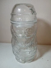 Clear Glass Santa Candy Cookie  Decor Jar With Lid 8" Tall Made In Canada 
