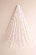 Bridal Veil 60 White Single Layer With Pearls