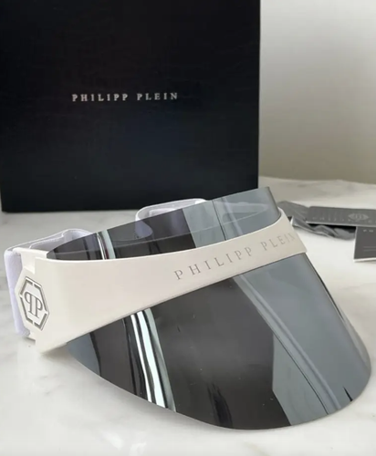 PHILIPP PLEIN SPP033S 5WWX Visor Hat Matte White Frame Silver Mirror Lens 99mm - 第 4/6 張圖片