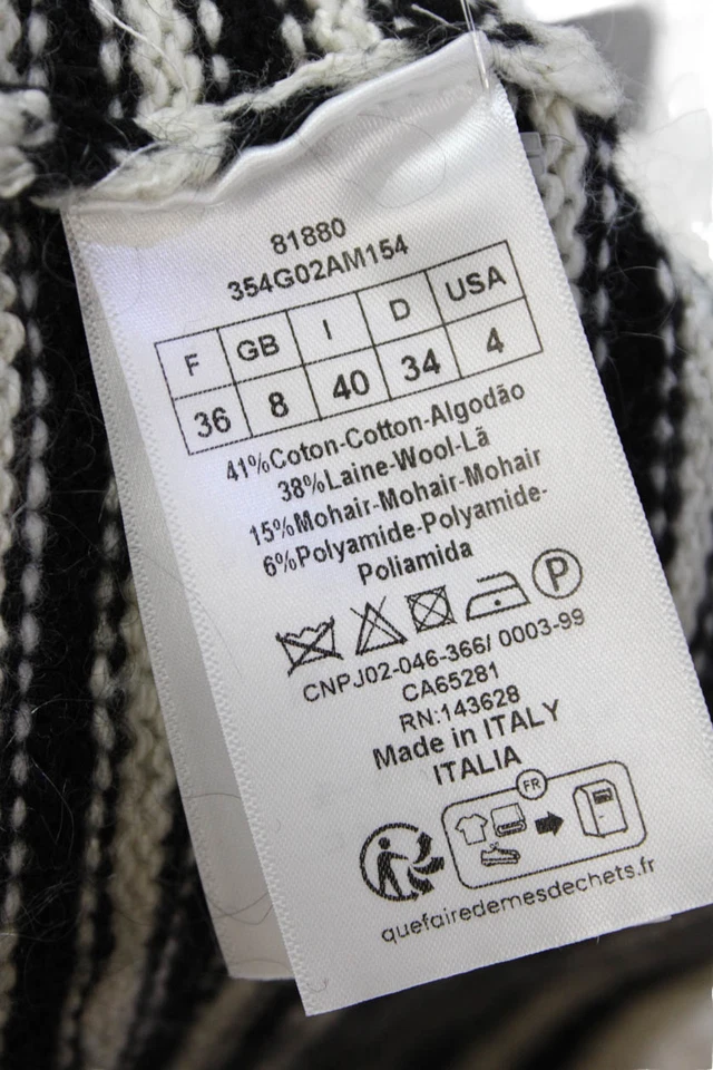 Cárdigan Christian Dior para mujer mezcla de algodón estampado de rayas abotonado beige talla 4 Foto 4 de 4