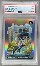 101553800 Malik Nabers 2024 Panini Donruss #18 Downtown! SSP Rookie RC PSA 9