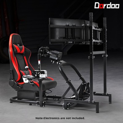 Dardoo Racing Simulator Cockpit With Triple Monitor Stand & Red Seat Fit For G29