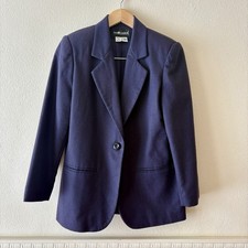 Vintage Sag Harbor Wool Blazer Single Button Lined Jacket Size Womens 4 Purple