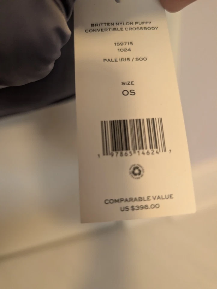 Mini bolsa Tory Burch náilon inchada conversível tiracolo icônica em íris pálida nova - Imagem 3 de 4