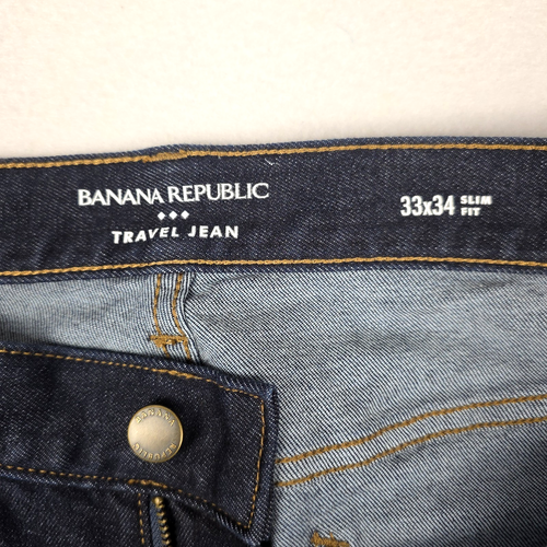 Banana Republic Mens Travel Jeans 33x34 (32") Slim Straight Fit Denim Dark Blue - Picture 5 of 12