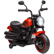 6V Kids Motorcycle w/ Training Wheels, One-Button Start, Pink