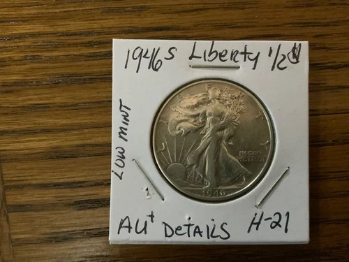 1946s Walking Liberty Half Dollar high grade AU details H21   LOW MINT