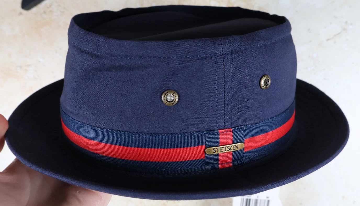 Stetson Classic Band Pork Pie Cloth Hat (Navy/Red, M 56-57cm) BNWT RRP £59
