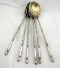 LOT OF 6 Russian silver Gilt Caviar Spoons 1903/8 Itska Lozinsky Of Moscow 100gr