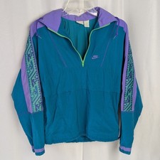 Vtg 90s Nike Track Windbreaker 1/2 Zip Pullover Colorblock Women's Small