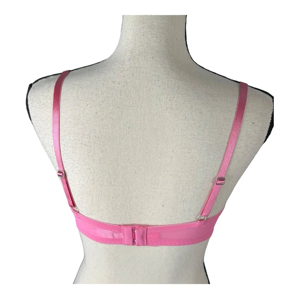 Fredericks of Hollywood Pink Lace Bra Sz 32DD Unlined Underwire Back Closure - Image 3 of 4