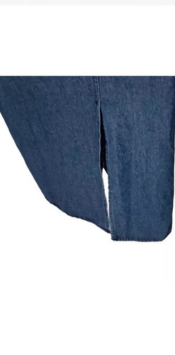 JW Signature Long Denim Jean Trench Jacket VTG Double Breasted Pockets Sz Large - Picture 4 of 9