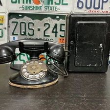 VTG 1930s Bell Systems D1 F1 Rotary Dial Desk Phone w/ Ringer Box ☎️ Retro