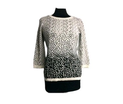 Ann Taylor Loft Womens Size Small Crewneck  Black & White Sweater Msrp $69.99