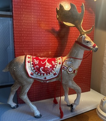 Fitz & Floyd TOWN & COUNTRY Collection Large Reindeer 15  Ceramic Figurine