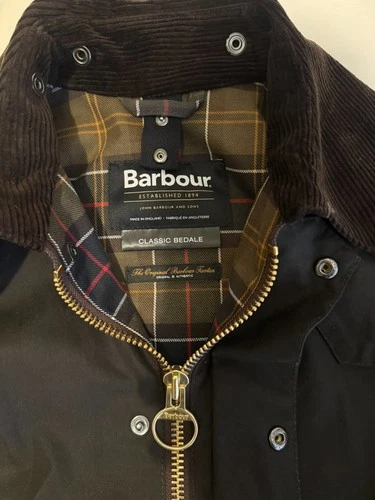 Barbour Classic Bedale Waxed Jacket Olive Men's 40 Made in England Worn Once image 5