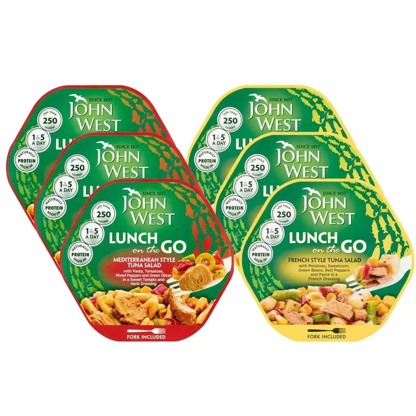 John West Lunch On The Go Tasty Ready to Eat Fish Tuna Salad - Pack of 6 x 220g