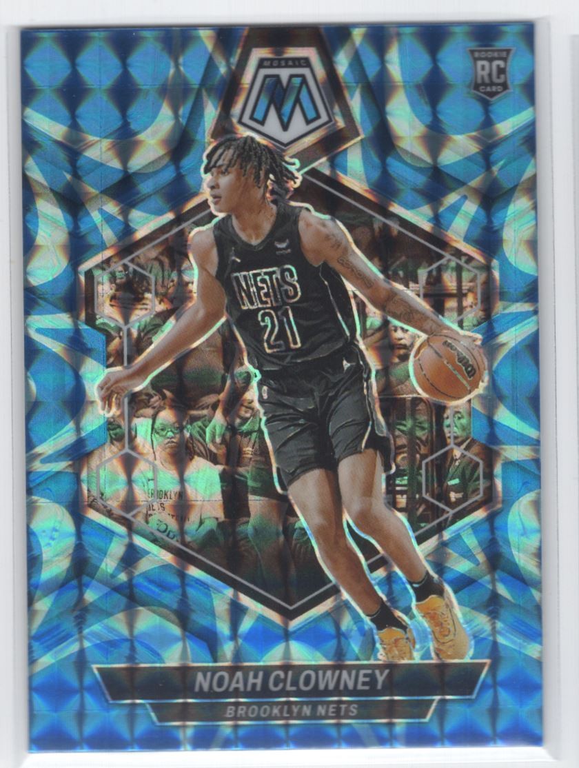 #250 2023-24 Panini Mosaic Reactive Blue Noah Clowney Rookie Brooklyn Nets