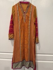 Woman Pakistani A Line Multi Color chiffon Salwar Shalwar Indian Kurti Eid