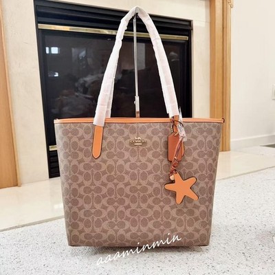 Coach C4181 City Tote In Rainbow Signature Canvas & Leather Chalk