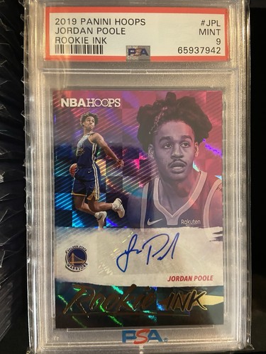 2019-20 panini hoops jordan poole Rookie Ink Auto PSA 9 Rare Pop 7 - Picture 1 of 2