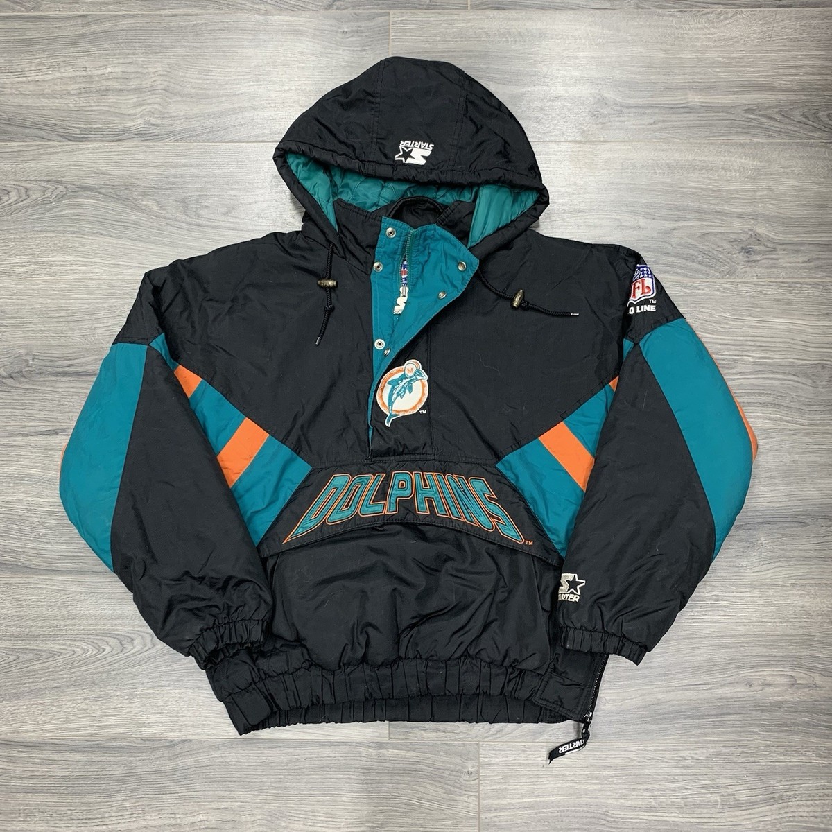 Vintage 90S Starter Miami Dolphins Jacket Medium Puffer RARE MENS