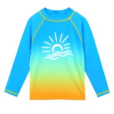 Girls Long Sleeve UV 50 Rash Guard Swim Top Athletic Gradient Blue 10A