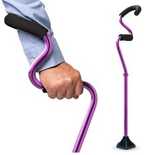 StrongArm Comfort Cane Self-Standing Lightweight Adjustable Walking Cane, Purple