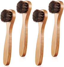 4 Pcs Horsehair Shine Shoes Brush Kit Polish Dauber Applicators Cleaning Leather