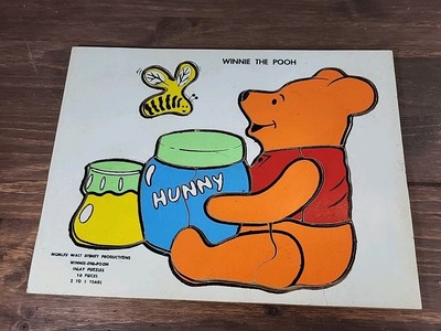 Vintage Walt Disney Productions Wooden Chipboard Puzzle Winnie the Pooh 10 pc 