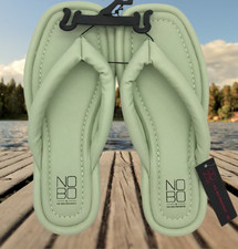 No Boundaries Women's SIZE 7 Mint Puffy Faux Leather Thong Flip Flop Sandals