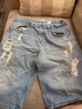 VINTAGE Akademiks Jean Shorts Men 36 Jorts Baggy Hip Hop Distressed Y2K Denim