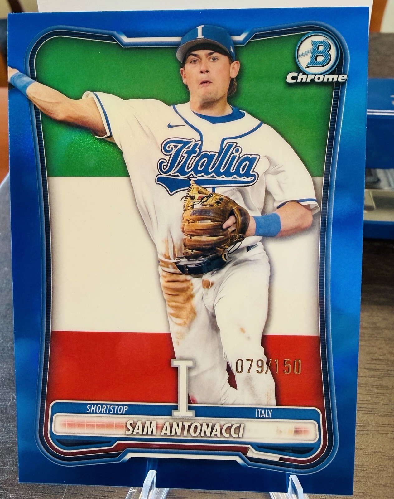 Sam Antonacci 2026 Bowman Chrome WBC-9 World Baseball Classic Blue /150 Italy
