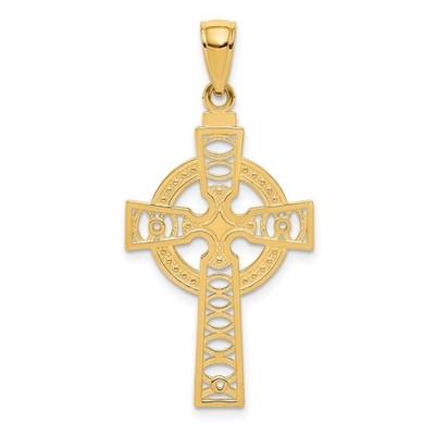 10K Gelbgold Keltenkreuz mit Ewigkeit Kreis Anhänger 1,11g für Mama