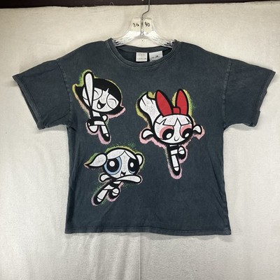 Cartoon Network Power Puff Girls Ladies Retro Faded Graphic Tee 38x21 BOXY