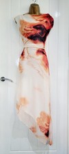 ASOS size 18 cream floral elegant asymmetrical summer occasion slip maxi dress