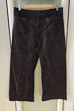 Anthropologie Maeve Colette Cropped Wide Leg Velvet Pants Black 32 Party /Casual