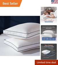 Hotel Quality Goose Feather Down Pillows King Size - 2 Pack of Ultimate Comfort