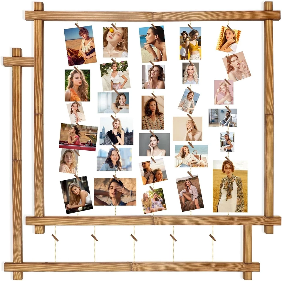 2 Pack Adjustable Wall Mount Picture Board with 30 Clips - Perfect for Memories - Image 3 of 4