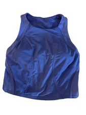 LULULEMON SIZE 6 MESH PANEL TRAINING TANK WILD INDIGO SHELF BRA WITH PADS
