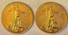 (2) 2018-2018 $10 1/4 OZ .999 GOLD AMERICAN EAGLE BU PROOF-LIKE TUBE