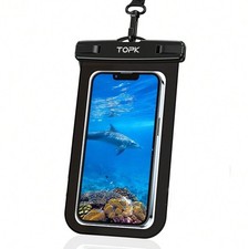 Black Universal IPX8 Waterproof Phone Pouch For Up To 7 Inch Phones With Lanyard