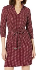 Tommy Hilfiger Womens Petite Polo Collar 3/4 Sleeve Dress Multicolor Size 2P NWT