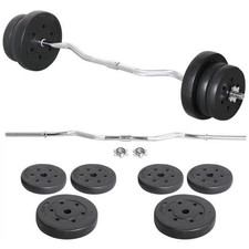55 lb Barbell Dumbbell Strength Training Weights Curl Bar for Home/Gym Black