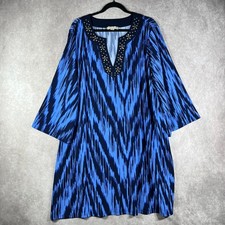 MICHAEL Michael Kors Dress Womens Size 3X Blue Chevron Studded Career Office