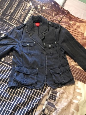 Esprit  Damen Jeans Jacke Langarm Gr.  42 Dunkelgrau 100% Cotton