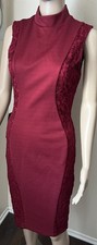 NWT bebe Y2K Vintage Mock Neck Lace Sleeveless Bodycon Club Party Mini Dress M