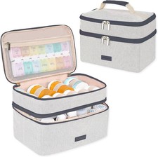 Lexeeco Medicine Bag for Traveling, Dual Layers Medicine Pill Organizer Medicati